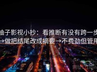 柚子影视小抄：看推断有没有跨一步→做把结尾改成摘要→不费劲但管用