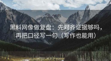 黑料网像做复盘：先对齐证据够吗，再把口径写一句（写作也能用）