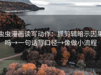 虫虫漫画读写动作：抓剪辑暗示因果吗→一句话写口径→像做小流程