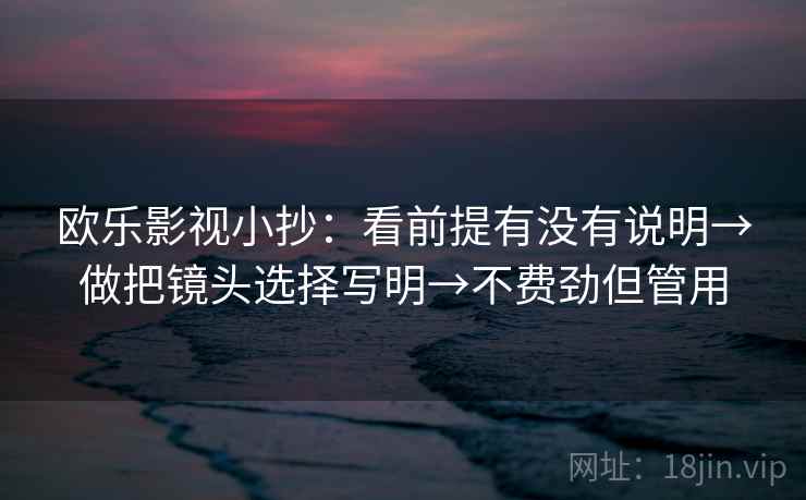 欧乐影视小抄：看前提有没有说明→做把镜头选择写明→不费劲但管用