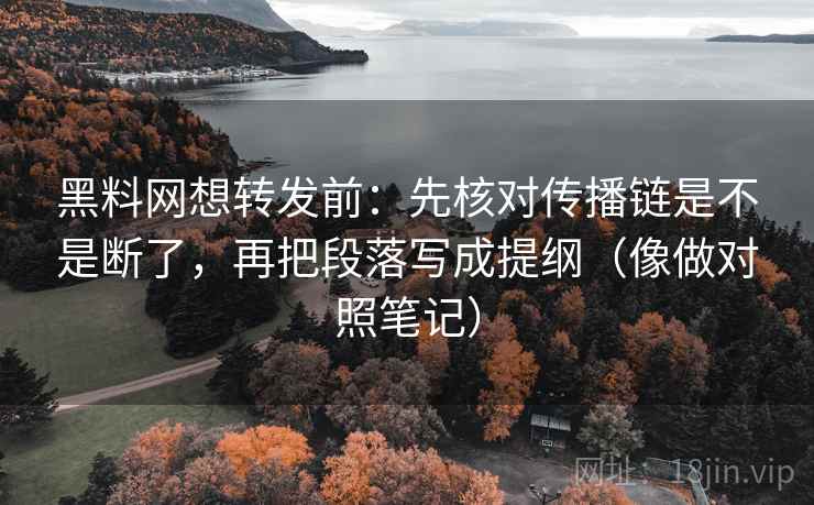 黑料网想转发前：先核对传播链是不是断了，再把段落写成提纲（像做对照笔记）